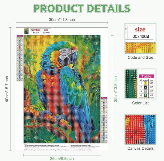 5D Diamond Art Painting Kits, Full Drill parrot