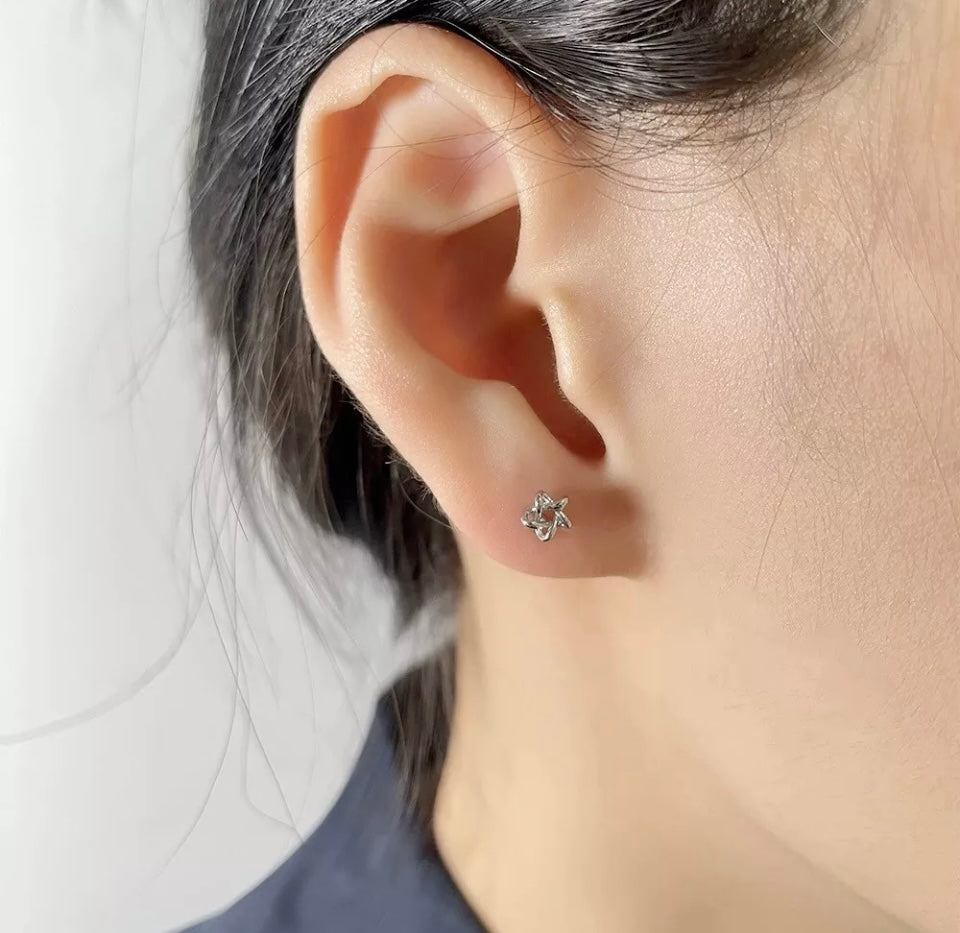 Silver Stars Minimalist Simple Earrings