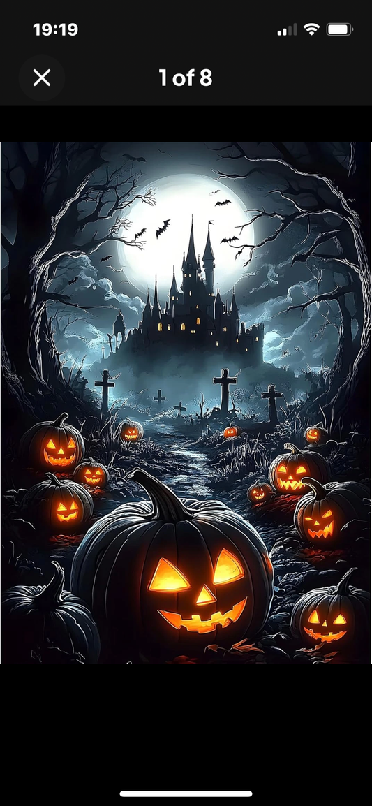 MXJSUA DIY 5D Halloween Pumpkins Diamond Painting Kits for Adults, Castle Diamon